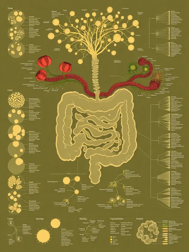 A detailed scientific visualization of gut bacteria diversit