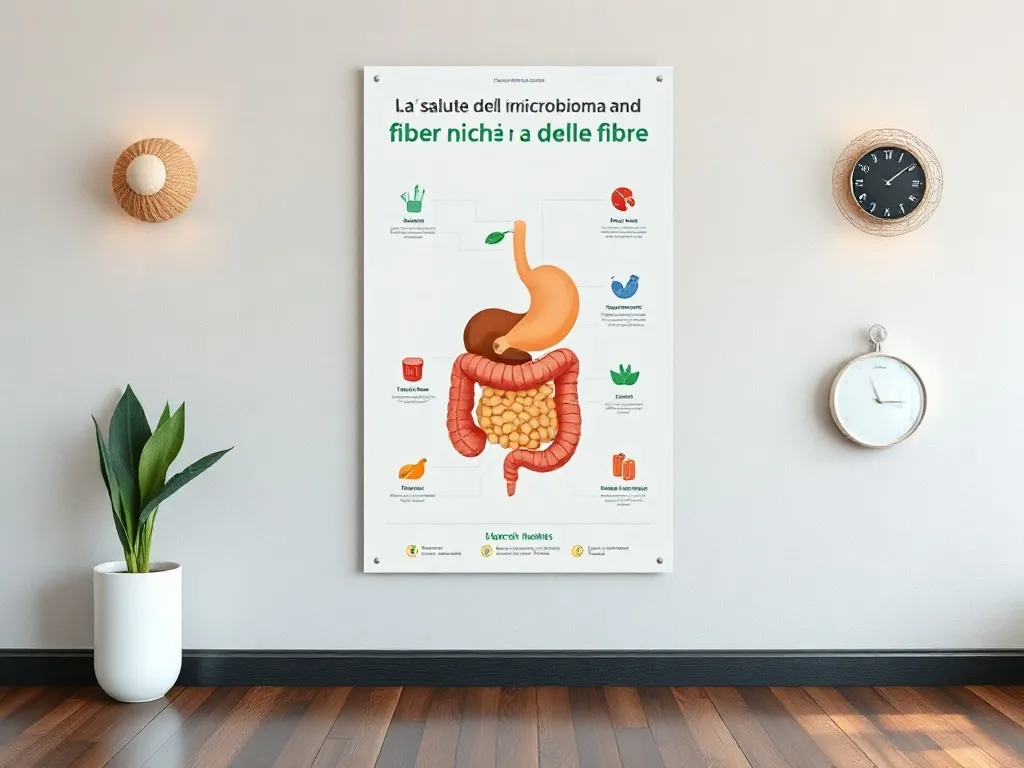 A clean clinical infographics poster on a wall about digesti
